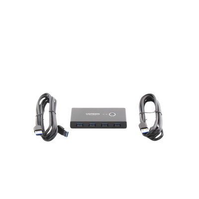 Conmutador USB para Compartir 4 Puertos USB 3.0 a 2 PC Ìs | Cambio Mediante Botón | Incluye Dos Cables USB de 1.5 m | ABS | Permite que 2 Usuarios Compartan 4 Dispositivos Periféricos USB3.0, como una impresora, un escáner, etc.