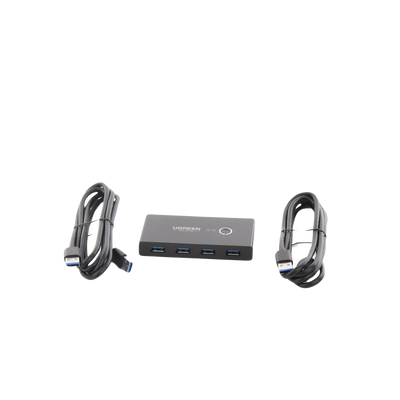 Conmutador USB para Compartir 4 Puertos USB 3.0 a 2 PC Ìs | Cambio Mediante Botón | Incluye Dos Cables USB de 1.5 m | ABS | Permite que 2 Usuarios Compartan 4 Dispositivos Periféricos USB3.0, como una impresora, un escáner, etc.