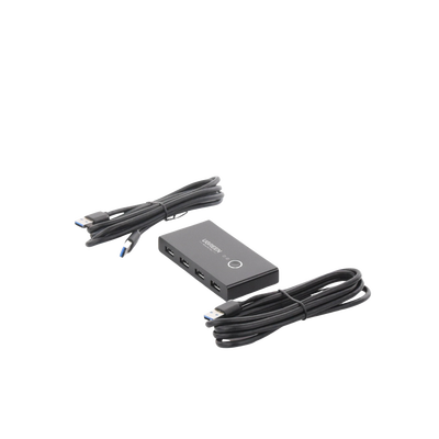 Conmutador USB para Compartir 4 Puertos USB 3.0 a 2 PC Ìs | Cambio Mediante Botón | Incluye Dos Cables USB de 1.5 m | ABS | Permite que 2 Usuarios Compartan 4 Dispositivos Periféricos USB3.0, como una impresora, un escáner, etc.