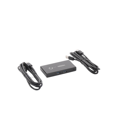 Conmutador USB para Compartir 4 Puertos USB 3.0 a 2 PC Ìs | Cambio Mediante Botón | Incluye Dos Cables USB de 1.5 m | ABS | Permite que 2 Usuarios Compartan 4 Dispositivos Periféricos USB3.0, como una impresora, un escáner, etc.