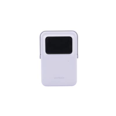 Power Bank Inalambrico | 5000mAh | 7.5W  |  Con Emojis de Estado | Carga Rápida USB-C Bidireccional  | Pantalla TFT  Inteligente | 13 niveles de Proteccion | Con Holder | Color Purple.