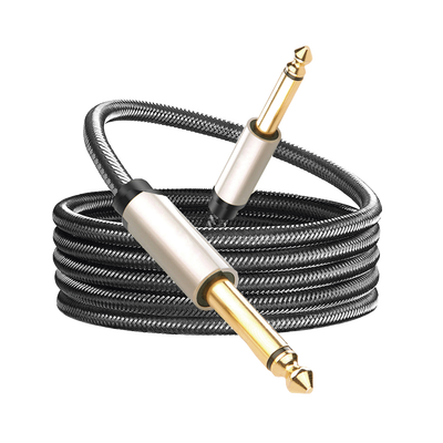 Cable de Audio Mono 6.35mm (1/4") Macho a 6.35mm (1/4") Macho / 10 Metros / Núcleo de Cobre / Blindaje Interno / Nylon Trenzado / Color Negro