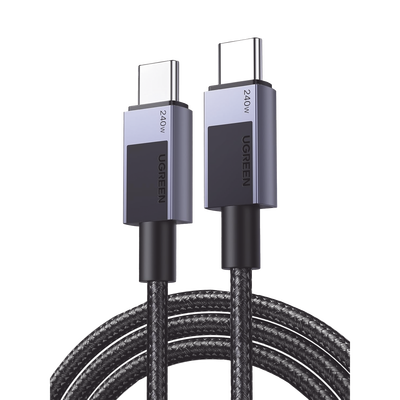 Cable USB-C USB-C | 1m | PD3.1 | 240W | Carga Rápida | 480 Mbps | Chip E-Maker | Caja de Aluminio | Nylon Trenzado | Compatible con Macbook Pro Air, iPhone 16/15 Plus Pro Max, Galaxy S24 Ultra, Pixel 9/8 Pro, etc.