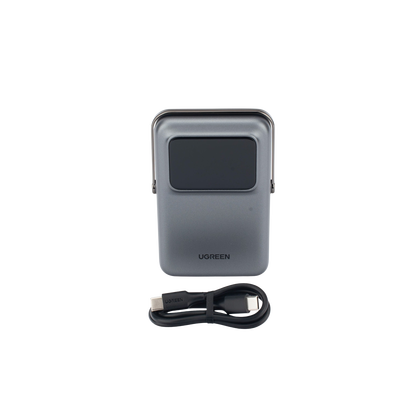 Power Bank Serie UNO Inalambrico | 10000mAh | 7.5W/20W  |  Con Emojis de Estado | Carga Rápida USB-C Bidireccional  | Pantalla TFT  Inteligente | Con Holder | Color Grey.
