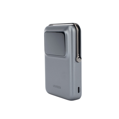 Power Bank Serie UNO Inalambrico | 10000mAh | 7.5W/20W  |  Con Emojis de Estado | Carga Rápida USB-C Bidireccional  | Pantalla TFT  Inteligente | Con Holder | Color Grey.