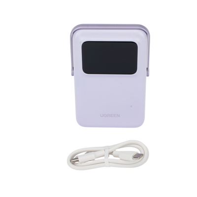 Power Bank Serie UNO Inalambrico | 10000mAh | 7.5W/20W  |  Con Emojis de Estado | Carga Rápida USB-C Bidireccional  | Pantalla TFT  Inteligente | Con Holder | Color Purple.