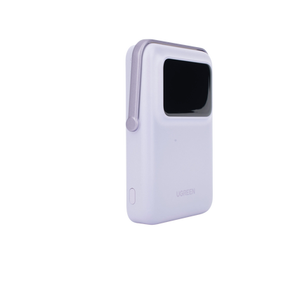 Power Bank Serie UNO Inalambrico | 10000mAh | 7.5W/20W  |  Con Emojis de Estado | Carga Rápida USB-C Bidireccional  | Pantalla TFT  Inteligente | Con Holder | Color Purple.