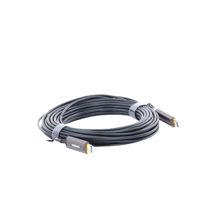 Cable HDMI de 15 Metros por Fibra Óptica 4K@60Hz | Fibra de 4 núcleos + Cobre estañado de 7 núcleos | Compatible con HDMI 2.0 | Alta velocidad 18 Gbps | 3D | HDR | Carcasa de  Zinc | Premium | 2 Años de Garantía.