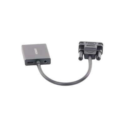 Entrada: VGA Macho / Salida: HDMI Hembra / Resolución de 1080P@60Hz / Puerto Estéreo de 3.5 mm / Plug and Play, Sin Controlador / Longitud del Cable 15 cm. / Incluye Cable de Alimentacion USB / Incluye Cable de Audio de 3.5mm.