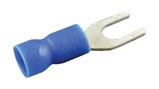 Terminal tipo espada PanTerm para calibre 14-16 Awg, tornillo prisionero #8, color azul. Paquete de 100pz