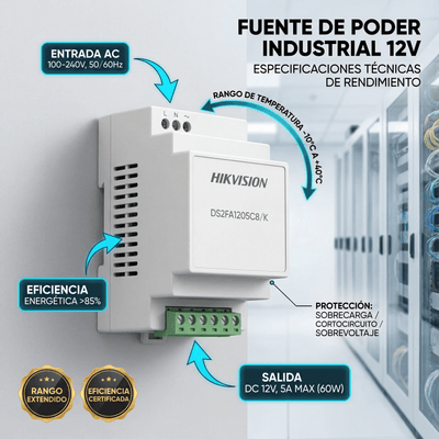 Fuente de Poder Regulada 12 Vcc / 13.5 Vcc / 15 Vcc para 8 Cámaras / 8 Amperes (1 Amp por Salida) / Voltaje de Entrada 90 - 130 VCA / Filtro de Ruido para Cámaras 4K / Modo para Largas Distancias