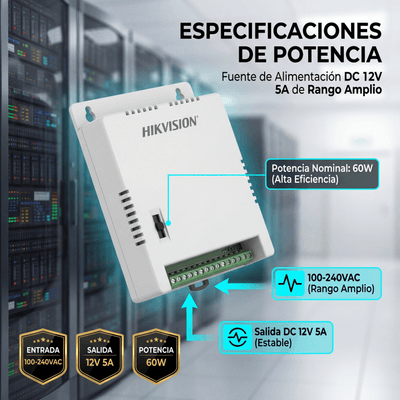 Fuente de Poder Regulada 12 Vcc / 13.5 Vcc / 15 Vcc para 8 Cámaras / 8 Amperes (1 Amp por Salida) / Voltaje de Entrada 90 - 130 VCA / Filtro de Ruido para Cámaras 4K / Modo para Largas Distancias
