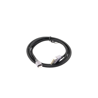Cable USB-A a Lightning | 1 Metro | Certificado MFi | Carga Rápida 5V/2.4 A | 480 Mbps | Conector C94 | Adecuado para iPhone, iPad y iPod | Protección Integrada | Caja de Aluminio | Nylon Trenzado | Color Negro.