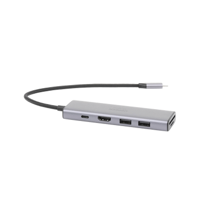 HUB USB-C Multifuncional   a  HDMI 4K@60Hz / HDCP2.2 / HDR10/3D / 2 Puertos USB3.0 / Lector de Tarjetas SD+TF (Uso Simultáneo) / USB C PD 100W / 6 en 1