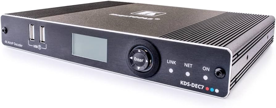 Kramer KDS-DEC7 Decodificador AVoIP de alto rendimiento y alta escalabilidad 4K60 4:2:0, HDR10 sobre red 1G