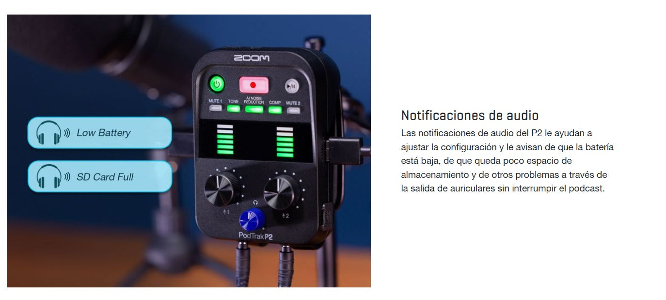 ZOOM ZP2 Grabadora Portátil e Interfaz de Audio USB para Podcast | Grabación 4 Pistas 24-bit con Reducción de Ruido por IA y Efectos de Voz | Soporta SD 1TB y Mix-Minus para Invitados Remotos | Estudio de Audio Digital Compacto para Streaming y Exterior