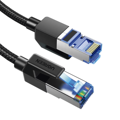 Cable Ethernet Cat8 CLASSâ… F/FTP Redondo con Malla de Nylon 1 Metro