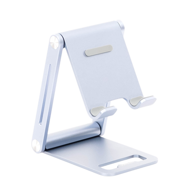 Soporte para Teléfono Celular de Aluminio / Angulo Ajustable / Amplia Compatibilidad con dispositivos de 4.7'' a 7.9'' / Antideslizante / Antiarañazos / Plegable / Color Azul