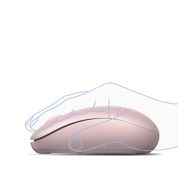 Mouse Inalámbrico 2.4G 800/1200/1600/2400 DPI | Función de 3 botones | Alcance 10m | Silencioso |  Ergonómico | Anti-caída y Anti-interferencias | Batería Alcalina AA incluida  | Color Dusty Pink.