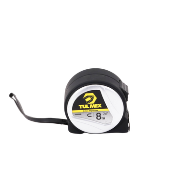 Flexómetro Magnético(Cinta de Medir) de 8 metros, Graduada por Ambos Lados. Con Botón de Freno