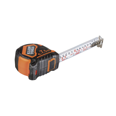 Flexómetro (Cinta de Medir) de 7.5 m con Gancho doble Magnético. Graduada por Ambos Lados y Freno de Alta Velocidad. De Uso Rudo