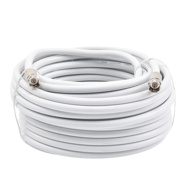 Jumper Coaxial con Cable Tipo RG-6 en Color Blanco de 15.24 Metros de Longitud y Conectores F Macho en Ambos Extremos. 75 Ohm de Impedancia.