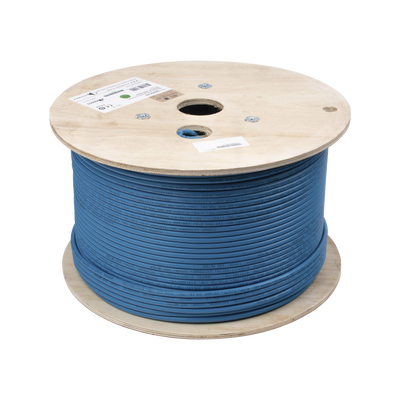 Bobina de Cable Blindado F/UTP de 4 Pares, Z-MAX, Cat6A, Soporte de Aplicaciones 10GBase-T, CMR (Riser), Color Azul, 305m