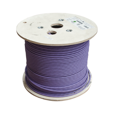 Bobina de Cable Blindado S/FTP de 4 pares, Cat7A, Inmune a Ruido e Interferencias, LS0H (Bajo humo, Cero Halógenos), Color Violeta, 305 m