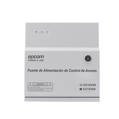 Fuente de Alimentación / 1 Salida 11-15 Vcc /  5 A / Temporizador Integrado / Con Capacidad de Batería de Respaldo / Requiere Batería / Aplicaciones en sistemas de control de Acceso