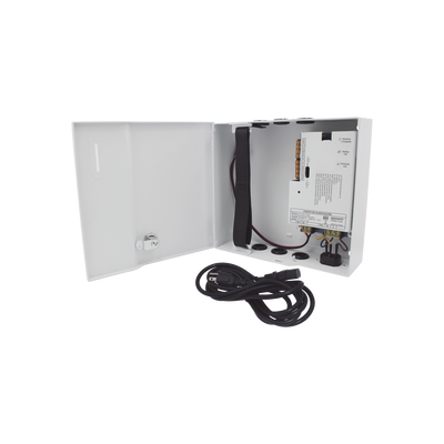 Fuente de Alimentación / 1 Salida 11-15 Vcc /  5 A / Temporizador Integrado / Con Capacidad de Batería de Respaldo / Requiere Batería / Aplicaciones en sistemas de control de Acceso
