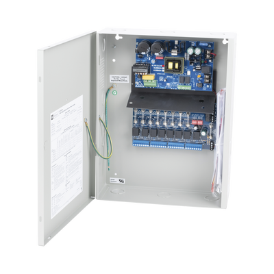 12 Vcc @ 10 A / fuente tipo control / 8 entradas a 8 salidas / aplicaciones control de acceso, alarmas, y detección de Incendio / con capacidad de batería de respaldo / Requiere baterías.