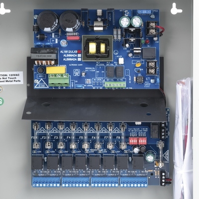 12 Vcc @ 10 A / fuente tipo control / 8 entradas a 8 salidas / aplicaciones control de acceso, alarmas, y detección de Incendio / con capacidad de batería de respaldo / Requiere baterías.