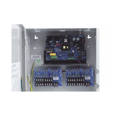 12 Vcc @ 10 A / Fuente tipo control / 16 salidas / capacidad de baterías de respaldo / Requiere batería.