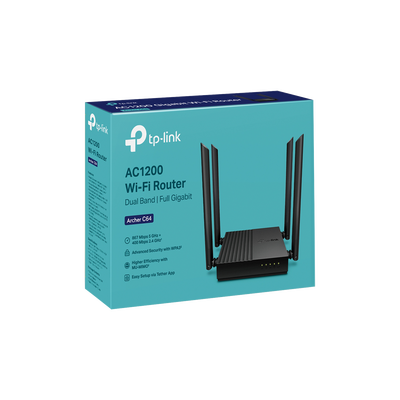 Router Inalámbrico AC 1200 / Doble Banda MU-MIMO / 1 puerto WAN 10/100/1000 Mbps / 4 puertos LAN 10/100/1000 Mbps / Compatible con EasyMesh / Administración Web o App Tether