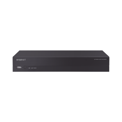 NVR 4 canales grabacion hasta 8MP / H.265, H.264 / P2P Wisenet / 4 puertos PoE Plug and play / soporta 1 disco duro (no incluido).