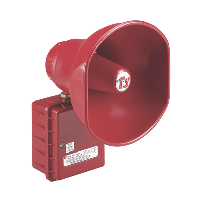 Altavoz amplificado, 30 Watts, Aprobado por CSFM y Listado contra incendios UL, 24 VCD, Color Rojo