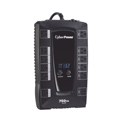 UPS de 750 VA/450 W, Topología Línea Interactiva, Entrada 120 Vca NEMA 5-15P, Tipo Gabinete Compacto, Con 12 Tomas NEMA 5-15R