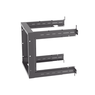 Rack PanZone® de Montaje en Pared, de 19in, Profundidad Ajustable, Rieles Numerados y Roscados #12-24, 12 UR, Color Negro