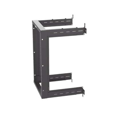 Rack PanZone® de Montaje en Pared, de 19in, Profundidad Ajustable, Rieles Numerados y Roscados #12-24, 18 UR, Color Negro