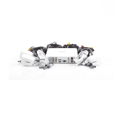 (MICRÓFONO Integrado) Kit TurboHD 1080p Lite / DVR 4 canales / Audio por Coaxitron / 4 Cámaras Bala de Metal con Micrófono Integrado