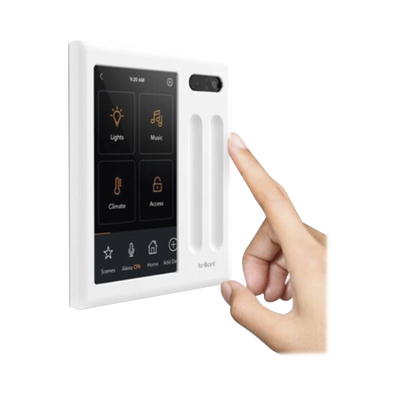 Control touch desde su pantalla en pared, compatible con 2 cargas para controlar iluminación.