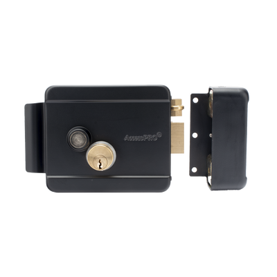 Cerradura Eléctrica con Botón de Salida / Incluye Llave  / Exterior / Derecha / Color Negro