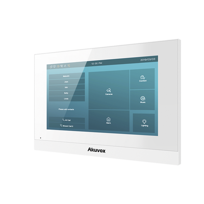 Monitor Color Blanco Linux / Pantalla Touch de 7 Pulgadas / SIP / POE / WIFI / Compatible con Frentes de Calle Akuvox