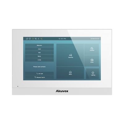 Monitor Color Blanco Linux / Pantalla Touch de 7 Pulgadas / SIP / POE / WIFI / Compatible con Frentes de Calle Akuvox