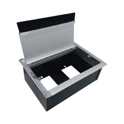 Caja universal vacía de 2 módulos para instalación en escritorio (voz, datos, vídeo, contactos eléctricos), (No incluye accesorios)