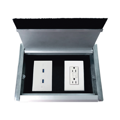 Caja universal vacía de 2 módulos para instalación en escritorio (voz, datos, vídeo, contactos eléctricos), (No incluye accesorios)