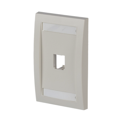 Placa de Pared Vertical Ejecutiva, Salida Para 1 Puerto Mini-Com, Con Espacios Para Etiquetas, Color Blanco Mate