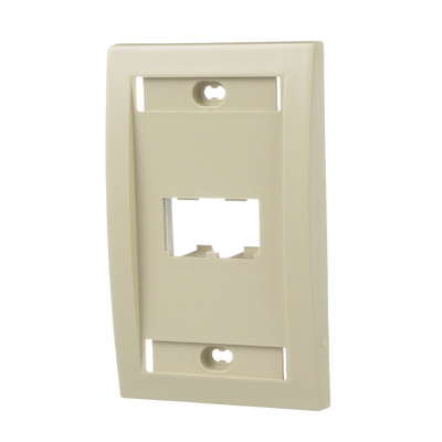 Placa de Pared Vertical Ejecutiva, Salida Para 2 Puertos Mini-Com, Con Espacios Para Etiquetas, Color Marfil