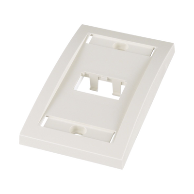 Placa de Pared Vertical Ejecutiva, Salida Para 2 Puertos Mini-Com, Con Espacios Para Etiquetas, Color Blanco Mate