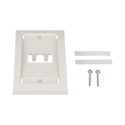 Placa de Pared Vertical Ejecutiva, Salida Para 2 Puertos Mini-Com, Con Espacios Para Etiquetas, Color Blanco Mate
